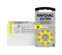 Rayovac Extra 10, 80 pieces, hearing aid batteries, high performance, zinc air batteries, 10 blister cards, yellow, 10AUX-8XEMF-10