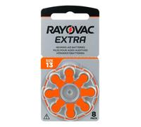 Rayovac Extra 13, 8 Pack, Hearing Aid Batteries, High Performance, Zinc Air Batteries, 1 Blister Card, Orange, 13AUX-8XEMF