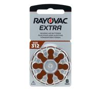 Rayovac Extra 312, 8 Pack, Hearing Aid Batteries, High Performance, Zinc Air Batteries, 1 Blister Card, Brown, 312AUX-8XEMF