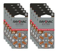 Rayovac Extra Advanced Hearing Aid Batteries, Size 312, Brown Tab, PR41, Pack of 60