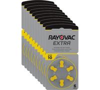 Rayovac Extra Advanced Zinc Air Hearing Aid Battery, Pack of 10, with 60 Batteries, Suitable for Hearing Aids Hearing Aids Sound Amplifier, Yellow