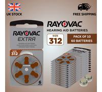 RAYOVAC EXTRA HEARING AID BATTERIES SIZE 312 ZINC AIR LONG LASTING POWER 60 PACK