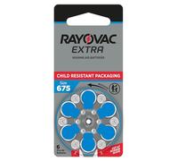 Rayovac Extra Size 675 Hearing Aid Batteries, Long-Lasting Power, Zinc-Air, Mercury Free, 1.45V, Improved Child-Resistant Packaging, Recyclable, 60 Count (10 Packs of 6)
