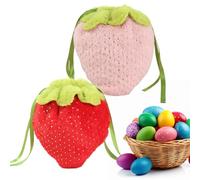 Raypontia Plush Strawberry Candy Bags, Plush Strawberry Goodie Bags, Filled Strawberry Storage Bag for Treats - Creative Party Decoration Candy Bag for Neighbours, Teachers, Friends, Customers