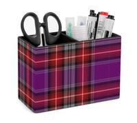 rayprint Arran District Tartan PU Leather Pen Holder Desk Organizer, 2-Compartment Pencil Container for Office, Home, Vanity Use