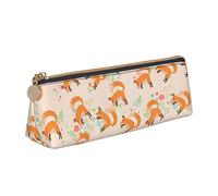 rayprint Cute Fox Vintage Pencil Case Women Pen Pouch Simple Carrying Box for Adult with Smooth Zipper Durable Lightweight for Office Organizer Storage Bag