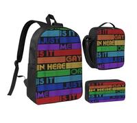 rayprint Is It Gay In Here LGBT Flag Pride Rainbow 17 Inch Backpack Sets Lunch Bag Lightweight Daypack for Men