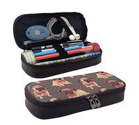 rayprint Large Capacity Pencil Pen Case Office College Pencil Bag, Supplies Stationery Pencil Pouch Compatible with Pink Glasses Cartoon Pug Puppy
