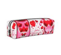 rayprint Loverâ™s Day Leather Zippered Pencil Case Pen Bag with Large Capacity,Durable Convenient Portable