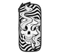 rayprint Pencil Case Big Capacity Skull Abstract Spiral Black White Box Pen Pouch for Middle/High School Office Colleg e Adult