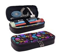 rayprint Pencil Case Pen Bag Pouch Holder Compatible with Trippy Magic Mushroom Skulls, Multifunction Supplies Pencil Box for Office College Adult Storage