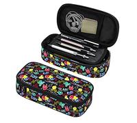 rayprint Pencil Pouch for Girls Boys Graffitis Letter Print Pen Case Large Capacity Pencil Bag Portable Pen Stationery Box Printed Travel Makeup Storage Bags with Zipper & Mesh Pocket