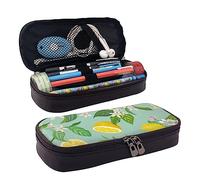 rayprint Small Pencil Case Big Capacity Pencil Bag Pouch Compatible with Tropical Fruits Mint Green Leaves Flowers Watercolor Lemon, Portable Storage Pencil Bag Stationery Bag for Business Office