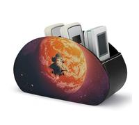 rayprint Sunset in Outer Space Remote Control Holder, TV Remote Caddy Storage Box, Leather Desktop Organizer, PU Pencil Holder, Stationary Organizer for Living Room Office (5 Compartments)