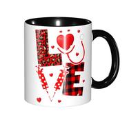 rayprint Valentine's Day Hearts Balloon Lips LoveNovelty Coffee Mugs 11 Oz Ceramic Tea Cup for Office Kitchen Gifts Home Decor