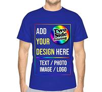 Raysent Personalized T-Shirt Custom Design Your Own Tee with Text Image Logo Photo Front Back 2 Side All Over Printing Dark Blue