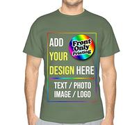 Raysent Personalized T-Shirt Custom Design Your Own Tee with Text Image Logo Photo Front Only Printing Moss Green