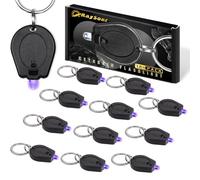 RaySoar 12 Pack Mini UV LED Keychain Flashlight, 395nm Ultra Violet Flashlight, UV Keychain Flashlight, Keychain Light Black Light for Detections