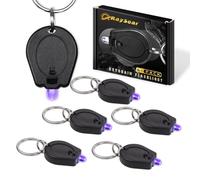 RaySoar 6 Pack 395nm Mini UV LED Keychain Flashlight UV Keychain Light Black Light for Detections