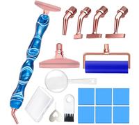 RaySoar Ergonomic Diamond Art Tools, Diamond Painting Pen with Curved Bow-Shaped Metal Tips, Multi-Placer Stylus Accessories Kit for Adults Gem Rhinestone Picker- Blue
