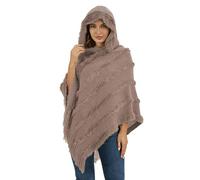 Rayson Womens Crochet Poncho with Fringe Soft Knitted Fluff Capes Solid Knitting Shawl Wrap Poncho Fringe Sweater Coats,Khaki