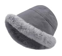 Rayson Women's Winter Lined Wide Elegant Bobble Hat with Ear Protection, Fishing Hat, Windproof, Fleece Lining, gray, One Size