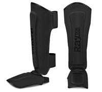 Raytos Martial Arts Shin Guards - Perfect for Kickboxing, Karate, Judo & MMA - PU Leather & Triple Layer Lining - Shin Guards - Available in S/M/L (Black, M)