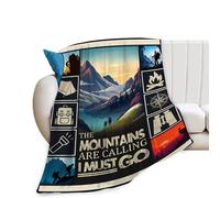 Rayturart Mountain Throw Blanket, 40"x50", Multicolor, Fleece, Plush and Lightweight, Perfect for Camping, Napping, Reading, Unisex, All Ages, All Seasons