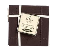 Rayware Faux Leather Stitch 4-Coasters, Brown