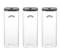 Rayware Kilner Set Of 3 Fresh Storage Square Glass Jar 1.5 Litre With Silicone Lid - Clear