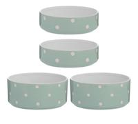 Rayware Mason Cash Set Of 4 Stoneware Pet & Dog Bowl - Polka Dot Sage