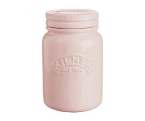 Rayware Storage Jar: Kilner Ceramic Push Top Jar In Dusty Pink, 0.6 Litre