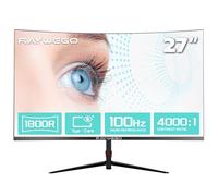 Raywego Curved Monitor, 27 Inch Computer Monitor 100Hz FHD 1080p, HDR, 99% sRGB, 1800R, VESA Compatible, for Tablet, Desktop, Narrow Bezels on Three Sides, Light Filter
