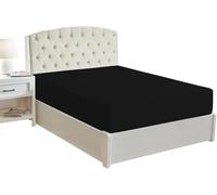 Rayyan Linen Extra Deep Fitted Sheet Black Color 16 Inched Deep Sheet 100% Egyptian Cotton 200 Thread Counts (King, Black)