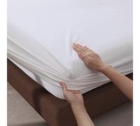 Rayyan Linen Extra Deep Fitted Sheet Fully Elasticated 40CM 100% Egyptian Cotton 200 Thread Counts (White, Single)