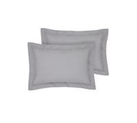 Rayyan Linen Oxford Pair of Pillowcases100% Egyptian Cotton 200 Thread Counts Size 50 x 75CM - 2 Pack Pillow Cases (Silver Grey)