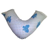 RAYYAN LINEN Printed V Shaped Pillowcase for Back and Neck Support, Orthopedic, Maternity, Relaxing, Feeding (Dotty Bow Blue White)
