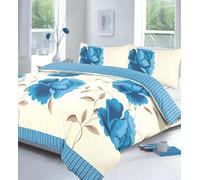 RAYYAN LINEN'S 3PCs ROSALEEN TEAL KING Duvet Quilt Cover with Pillow Cases Bedding Set ALL NEW