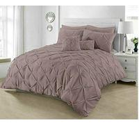 RAYYANLINEN 3PCs PINTUCK PLEATED DUVET COVER BEDDING SET WITH PILLOWCASES (Blush Pink, KING)