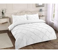 RAYYANLINEN 3PCs PINTUCK PLEATED DUVET COVER BEDDING SET WITH PILLOWCASES (White, DOUBLE)
