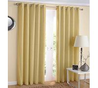 RayyanLinen Readymade Blackout Thermal Eyelet Ring Top Pair of Curtains Including 2 free Tiebacks (CREAM NATURAL BEIGE, Width 66" x Drop 72")
