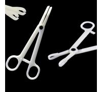 Rayyl 25PCS Disposable Piercing Pliers - Round Open Plastic Ear Nose Piercing Clamp Cleaned Slotted Navel Forceps