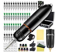 Rayyl Rotary Machine Kit Professional with 1pcs Wireless Battery Power 40Pcs Cartridges 1Pcs Fake Skin 1Pcs Transfer Paper 1Pcs Black Bandage 20Pcs Ink Cups 4Pcs Inks for Beginners and Artists…
