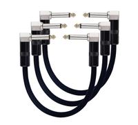 Rayzm Guitar Patch Cable - 15cm Noiseless Effects Pedalboard Patch Cable Cord, Right Angle Male TS Mono Instrument Cable for Bass Effect Pedals (Pack of 3)