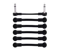 Rayzm Guitar Patch Cable, 6.35mm Angled Instrument Jumper Cable for Guitar/Bass Effects Pedals, 5cm Pedal-Board Jumper Cables (6-Pack, Black)