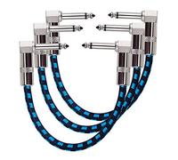 Rayzm Guitar Patch Cable - 6.35mm Noiseless 15cm Guitar & Bass Effects Pedalboard Patch Cable Cord, Right Angle Male TS Mono Instrument Cable for Instruments Effect Pedals (Pack of 3)