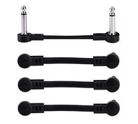 Rayzm Guitar Patch Cables, 6.35mm Angled Instrument Jumper for Guitar/Bass Effects Pedals, 5cm Pedal-Board Jumper Cables (4-Pack)