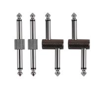 Rayzm Guitar Pedal Patch Connector, 6.35mm (1/4") Effect Pedal to Pedal Coupler, Male to Male Plug Adaptor for Guitar Pedalboard Instead of Patch Cable, Pack of 4 (2 Straight & 2 Z Type)