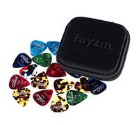 Rayzm Guitar Picks Plectrums 40pcs in a Durable Cloth Case, Premium Assorted Celluloid Picks for Guitar Bass & 6 Thickness 0.46/0.71/0.81/0.98/1.12/1.5 mm (Celluloid)