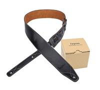 Rayzm Guitar Strap/Bass Strap with Suede Backing, Quality Genuine Leather Belt for Acoustic/Electric/Bass Guitar, 6.5 cm Wide